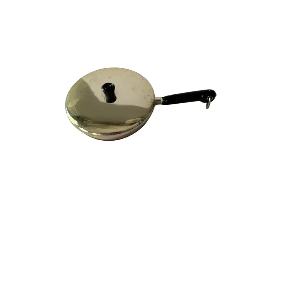 Vintage Acme Mini Frying Pan Fridge Magnet Dollhouse Kitchen Silver Skillet
